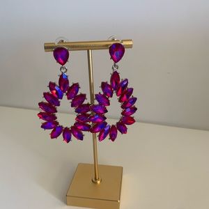 Pink Iridescent Tear Drop Shaped Earrings, Statement Earrings